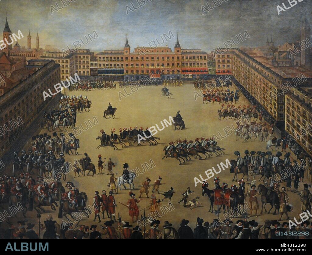 Atribuído a Juan de la Corte (h.1585-1662). Pintor barroco flamenco. Fiesta real en la Plaza Mayor, 1623. Museo de Historia. Madrid. España.