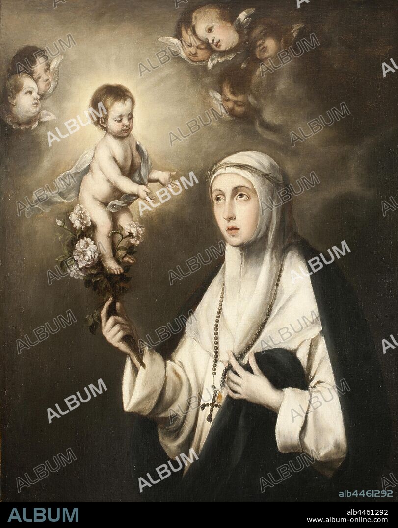 After Bartolomé Esteban Murillo, St Rosa of Lima, Holy Rosa from Lima, painting, oil on canvas, Height, 93 cm (36.6 inches), Width, 76 cm (29.9 inches).