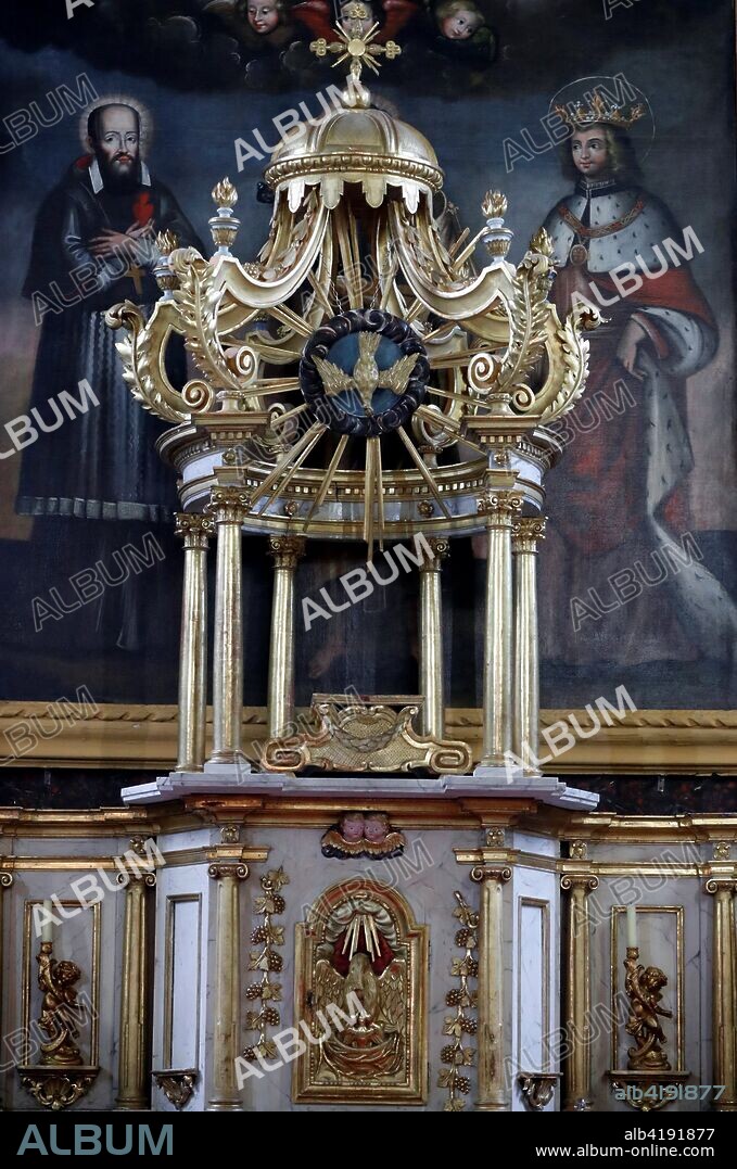 Saint Pierre and Saint Paul church. Baroque reredos. Passy. France.