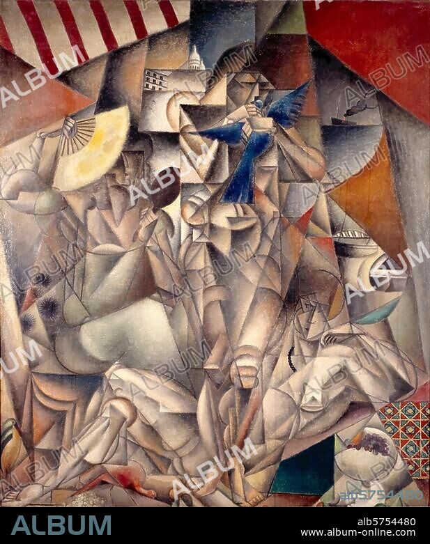 JEAN METZINGER. Metzinger, Jean. 1883-1956. "L'Oiseau bleu" (Der blaue Vogel), 1913. Öl auf Leinwand, 230 × 196 cm. Centre Georges Pompidou, Paris, Musée National d'Art Moderne.