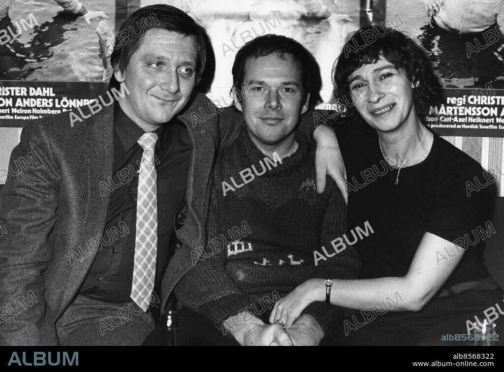 ARKIV STOCKHOLM 1981. Presskonferens inför premiären av filmen "Sista budet". Från vänster Anders Lönnbro, Christer Dahl och Bodil Mårtensson.. Foto: Hans T Dahlskog / SCANPIX / Kod: 1003.