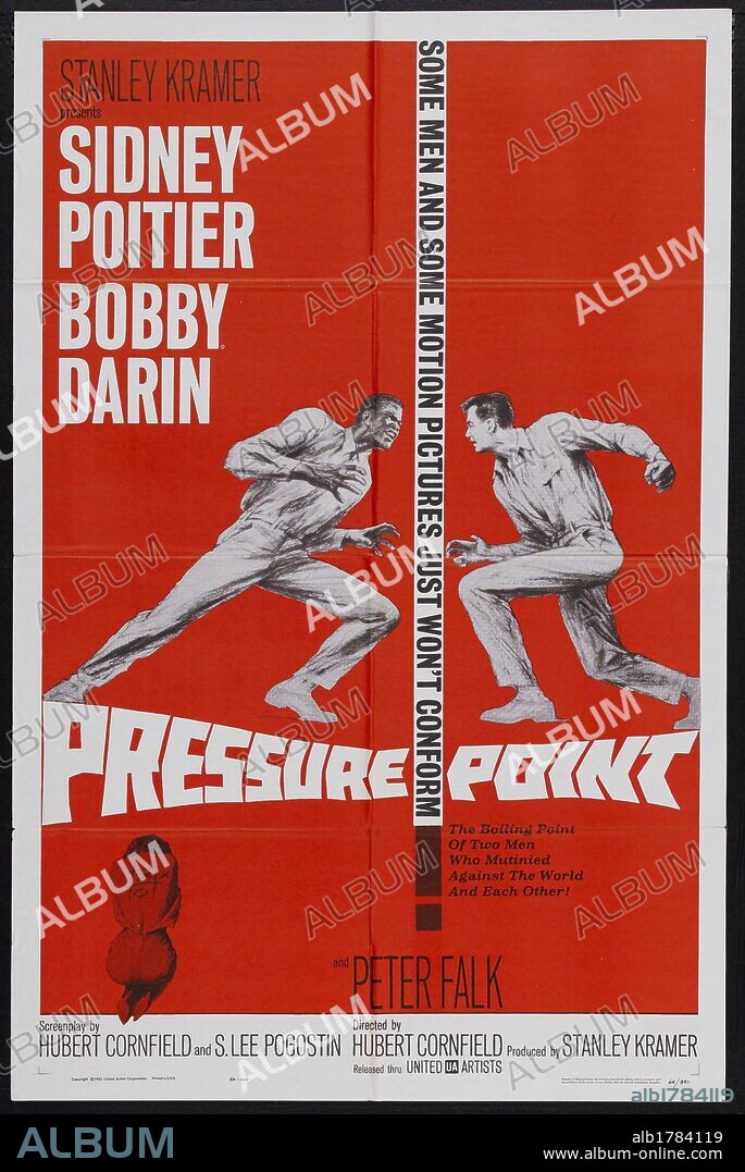 Poster de LA CLAVE DE LA CUESTION, 1962 (PRESSURE POINT), dirigida por HUBERT CORNFIELD. Copyright STANLEY KRAMER PRODUCTIONS.