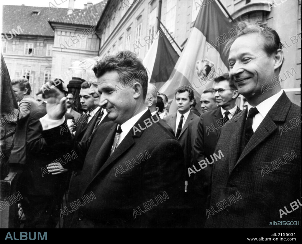 Prague Citizens Cheering The Romanian Party And State Delegation At Prague Castle, August 15Th, 1968. From R. To L.: Alexander Dubcek, First Secretary Of The Central Committee Of The Communist Party Of Czechoslovikia, Nicolae Ceausescu, Chairman Of The Rumanian State Council And Secretary General Of The Cc Of The Cp. (Photo by: Sovfoto/UIG via Getty Images).