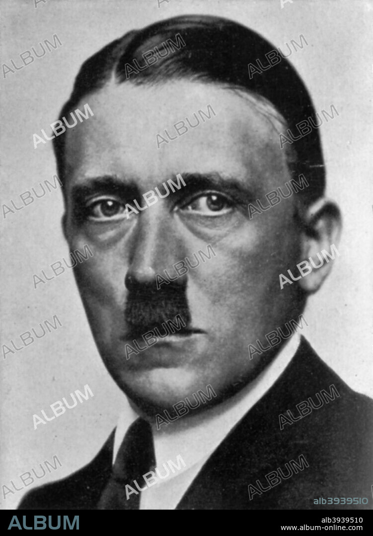 Adolf Hitler, Austrian born dictator of Nazi Germany, 1924. Hitler (1889-1945) became leader of the National Socialist German Workers (Nazi) party in 1921. After an unsuccessful coup attempt in Munich in 1923, for which he was briefly imprisoned, Hitler set about pursuing power by democratic means. His nationalistic and anti-semitic message quickly gained support in a Germany humiliated by defeat in World War I and the harsh terms of the Treaty of Versailles and, from the late 1920s, suffering from economic collapse. Hitler came to power in 1933, and persuaded the Reichstag (parliament) to grant him dictatorial powers. He proceeded to crush opposition both within his own party and throughout German society, and set about re-arming Germany. Hitler's aggressive policy of territorial expansion to secure 'lebensraum' (living space) for the German people eventually plunged the world into the Second World War. A print from Wie die Oftmark ihre Befreiung erlebte (The Way towards the Liberation), Berlin, 1940.