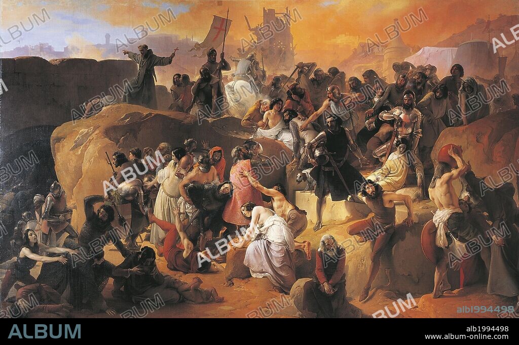 The thirst suffered by the first crusaders in Jerusalem, 1836-1850, by Francesco Hayez (1791-1882), oil on canvas, 363-589 cm. Detail.
