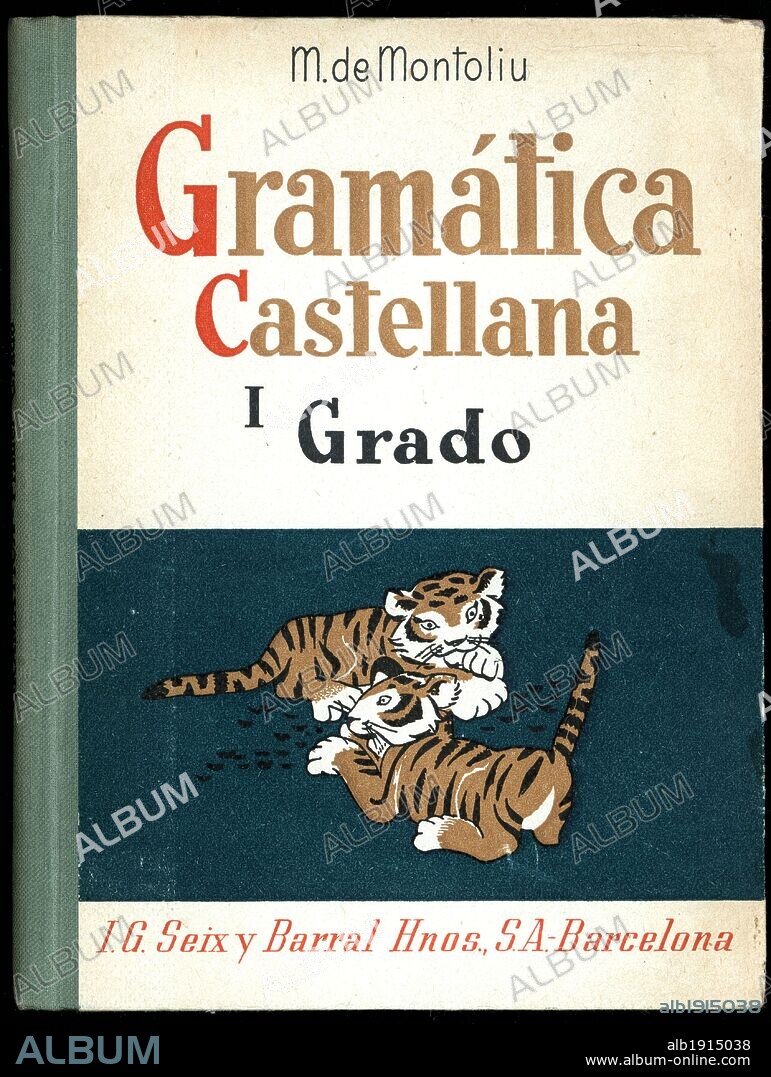 Portada del libro escolar Gramática castellana, de Manuel de Montoliu. Editado en Barcelona, 1941.