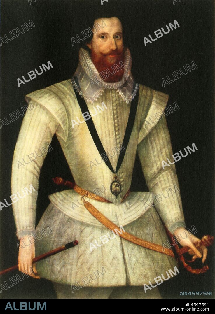 Robert Devereux, c1596-1601, (1944). Portrait of Robert Devereux, 2nd Earl of Essex (1565-1601), English nobleman, soldier, courtier and favourite of Elizabeth I. Devereux was placed under house arrest following a poor campaign in Ireland during the Nine Years' War in 1599. In 1601, he led an abortive coup d'état against the government and was executed for treason. From "British Soldiers', by S. H. F. Johnston. [Collins, London, 1944].