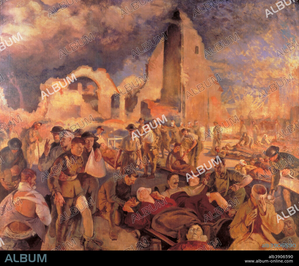 HENRY TONKS. An Advanced Dressing Station in France, 1918. Date/Period: 1918. Painting. Oil. Height: 1,828 mm (71.96 in); Width: 2,184 mm (85.98 in).