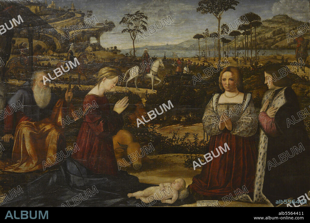 Vittore Carpaccio (ca.1460-1525/1526). Italian painter. Holy Family with Donors, 1505. Tempera and oil (?) on wood. Calouste Gulbenkian Museum. Lisbon, Portugal.