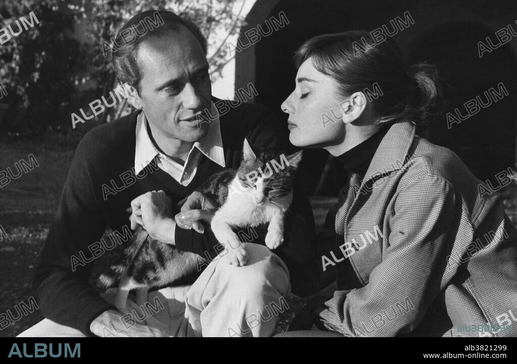 Portrait of British actress Audrey Hepburn (May 4, 1929 - January 20, 1993) with her husband Mel Ferrer. She won BAFTA Awards for her performances in "The Nun's Story" (1959) and "Charade" (1963), and received numerous Academy Award nominations.