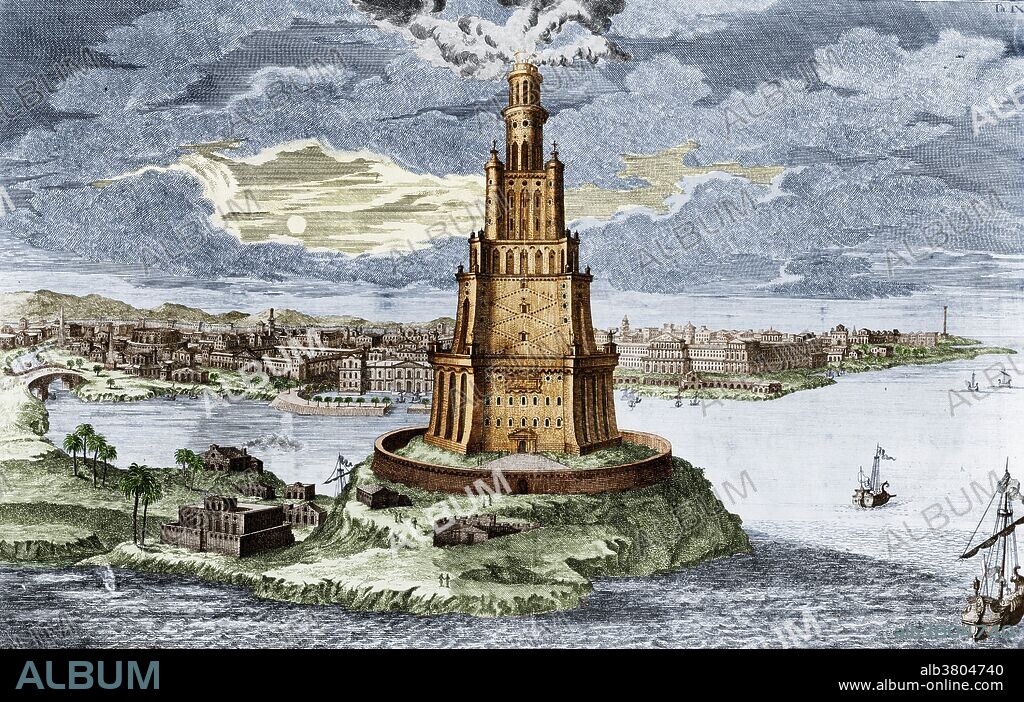 The lighthouse at Alexandria, Egypt was built in the 3rd century BC. The height of the lighthouse was estimated to be between 380 and 440 feet tall. It was identified as one of the Seven Wonders of the Ancient World by Antipater of Sidon. The lighthouse was badly damaged, with barely any remaining ruins, after three earthquakes. The first was in 956, then another in 1303, and the last in 1323.