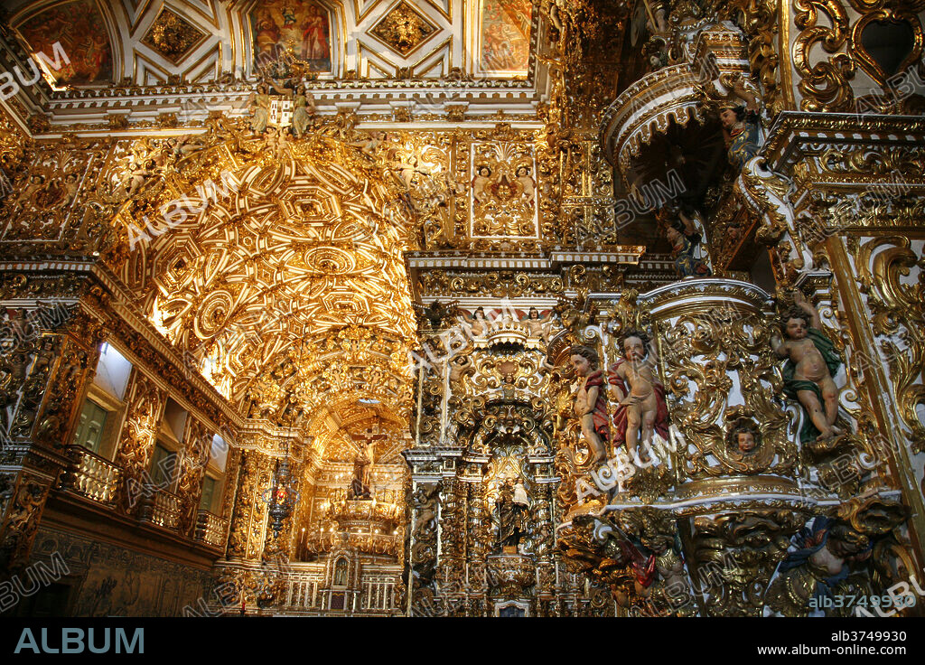 The interior of Igreja de Sao Francisco church, Salvador (Salvador de Bahia), Bahia, Brazil, South America.