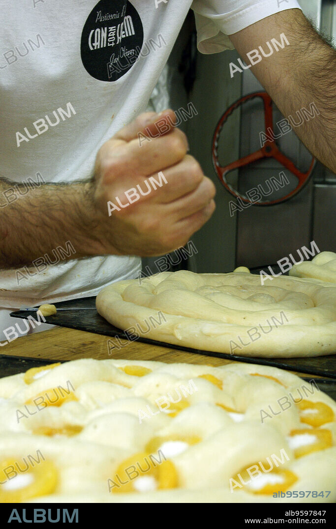 Forn de Can Salem, ensaimada d'albercoc. Algaida. Mallorca. Baleares. España.