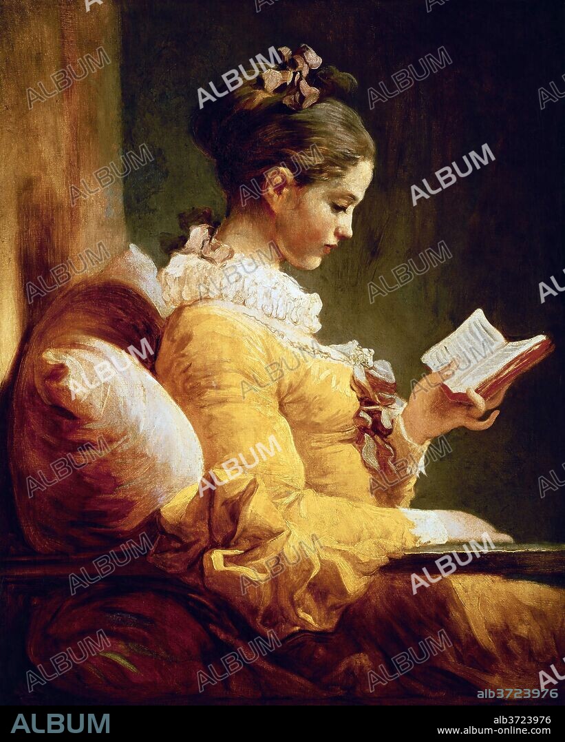 JEAN-HONORÉ FRAGONARD. Young Girl Reading. Dated: c. 1769. Dimensions: overall: 81.1 x 64.8 cm (31 15/16 x 25 1/2 in.)  framed: 104.9 x 89.5 x 2.2 cm (41 5/16 x 35 1/4 x 7/8 in.). Medium: oil on canvas.