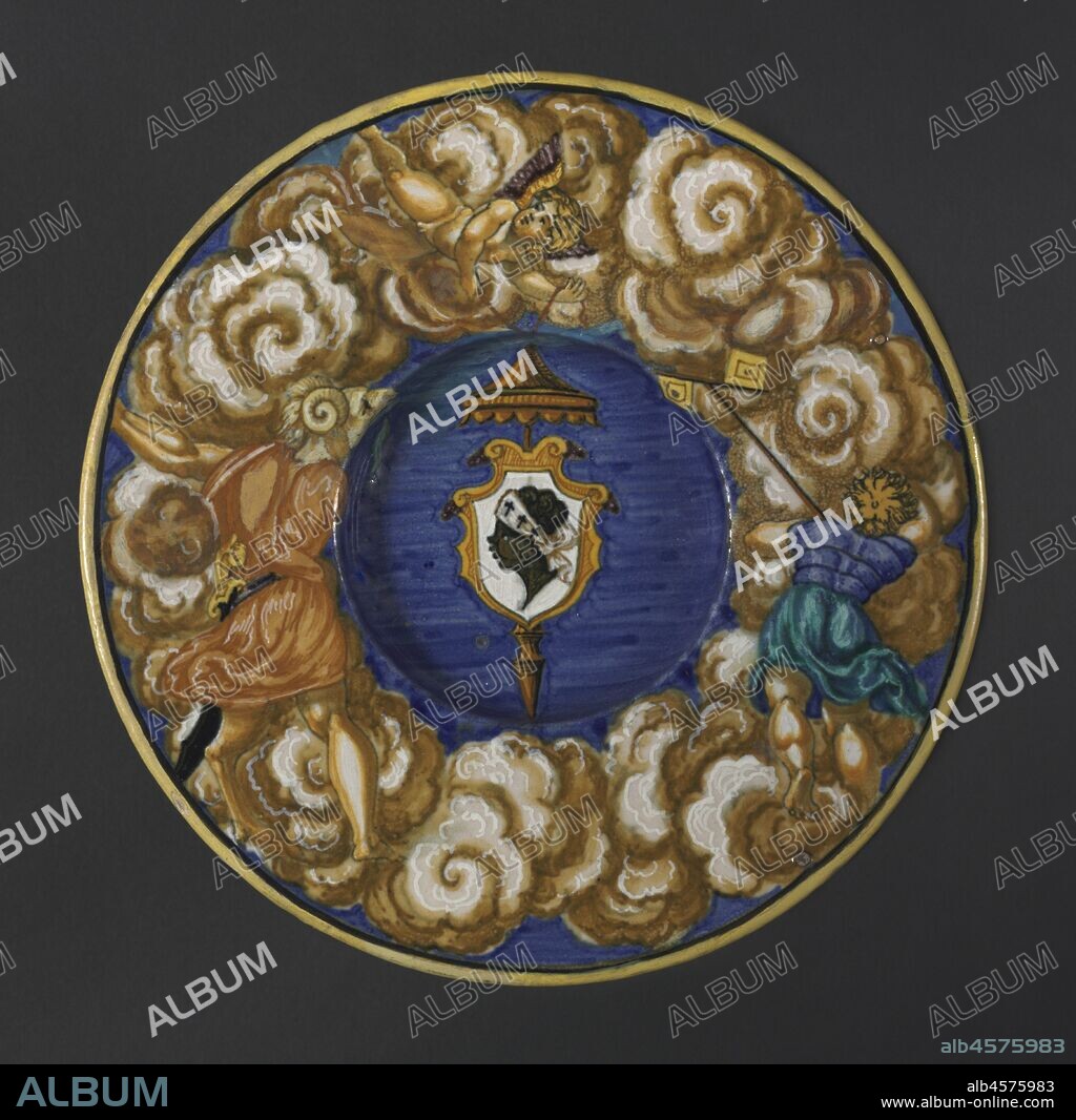Plate with the Arms of the Pucci Family, 1532. This plate comes from a large service produced for a member of the Pucci family, prominent Florentine art patrons and ancestors of 20th-century fashion designer Emilio Pucci. Highly decorated maiolica plates such as this were displayed for commemorative purposes and to emphasize the wealth of the family through the prominence of their coat of arms.