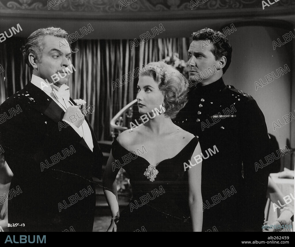 ORSON WELLES, PATRICK MacNEE and ZENA MARSHAL in THREE CASES OF MURDER, 1955, directed by DAVID EADY and GEORGE MORE O'FERRAL. Copyright LONDON FILMS/BRITISH LION.