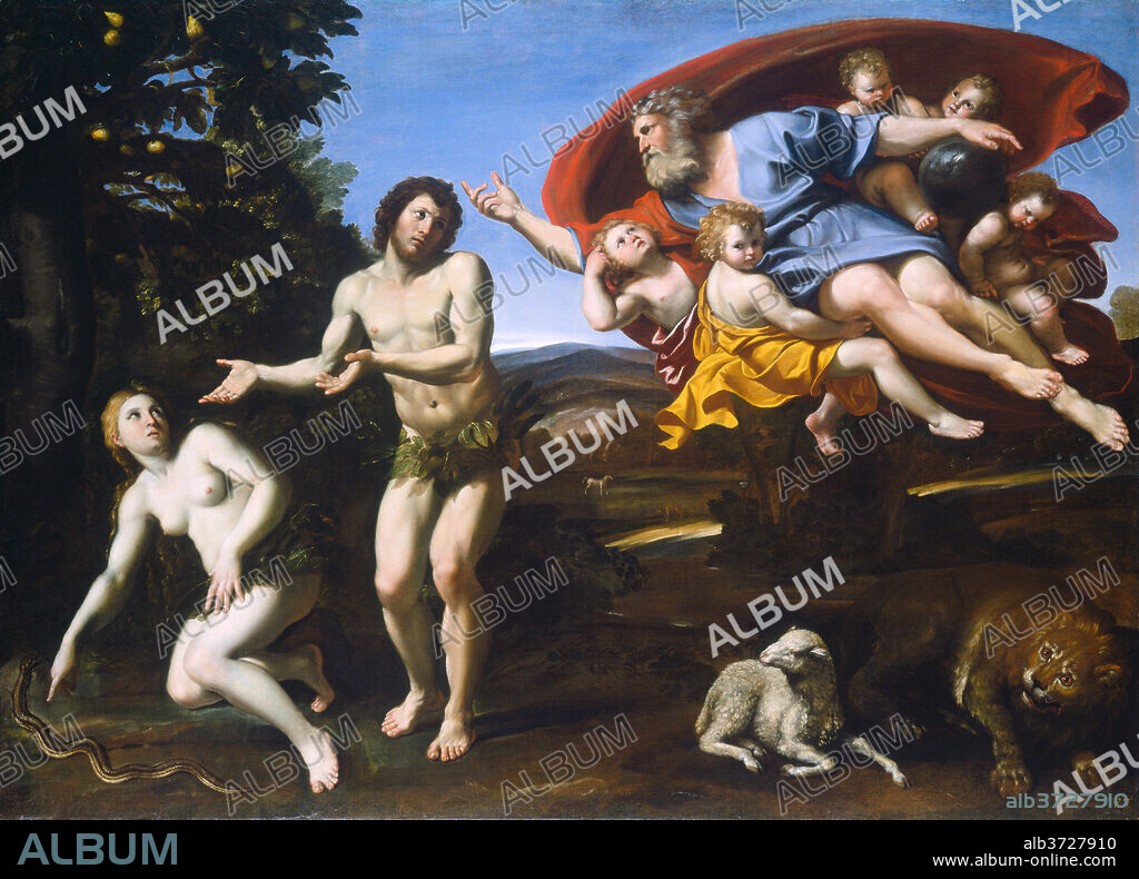 DOMENICO ZAMPIERI. The Rebuke of Adam and Eve. Dated: 1626. Dimensions: overall: 121.9 x 172.1 cm (48 x 67 3/4 in.)  framed: 158.3 x 204.8 x 7.9 cm (62 5/16 x 80 5/8 x 3 1/8 in.). Medium: oil on canvas.