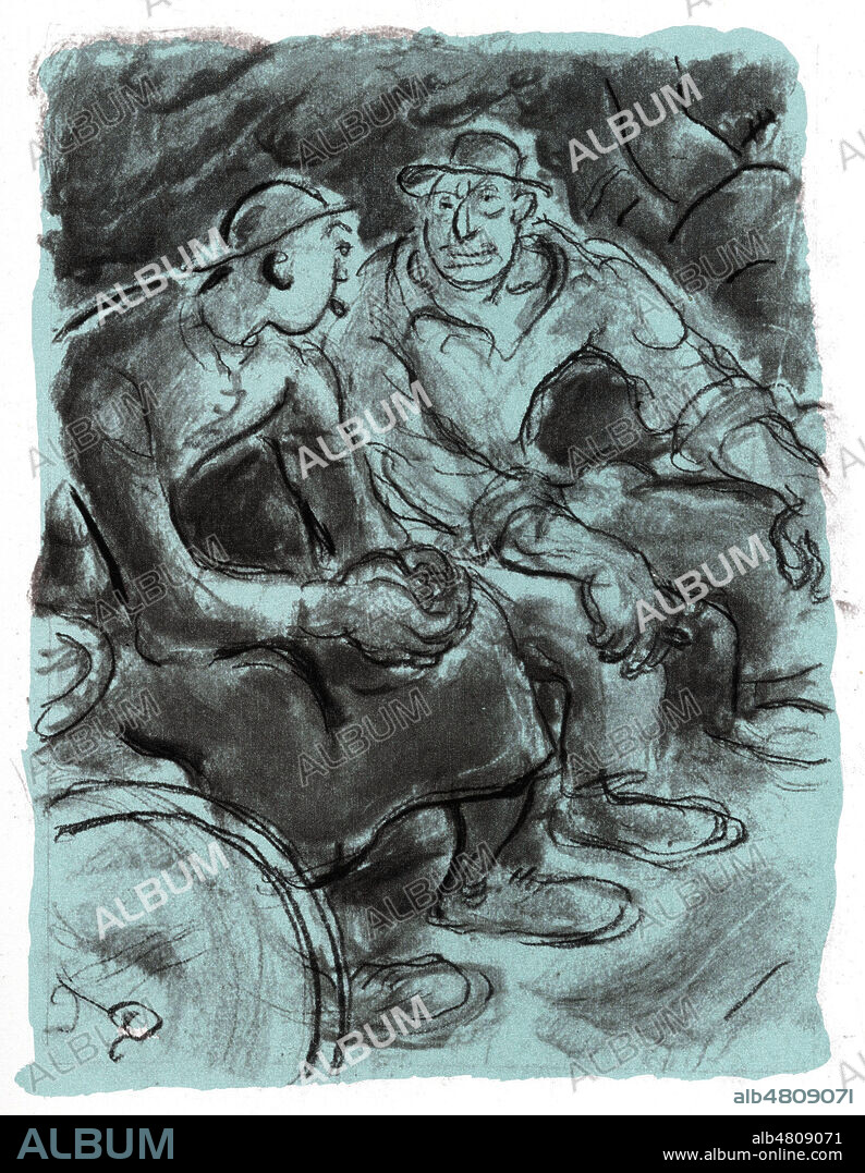 Don Camillo et Peppone. Illustration de 1956 par Gus BOFA (1883-1968) pour Le petit monde de Don Camillo de Giovanni GUARESCHI (1908-1968). ADAGP. Credit : Collection Jonas/Kharbine-Tapabor.