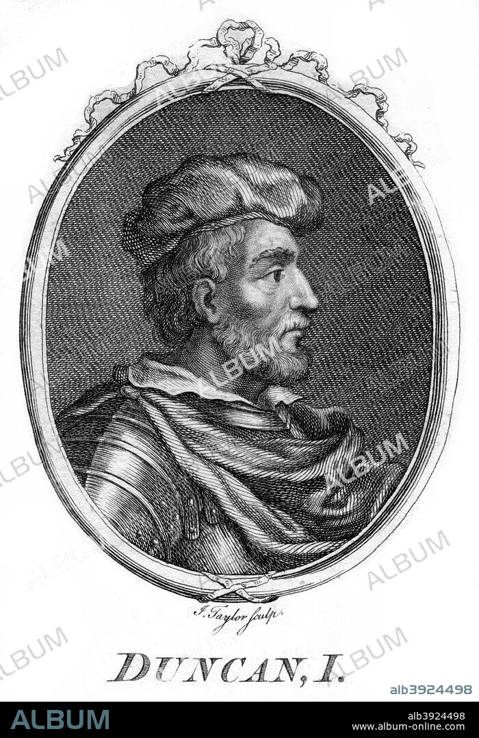 Duncan I, King of Scotland. Duncan (Donnchad mac Crínáin) ruled Scotland from 1034 until his death in 1040. He is portrayed as the elderly king murdered by Macbeth in Shakespeare's play.