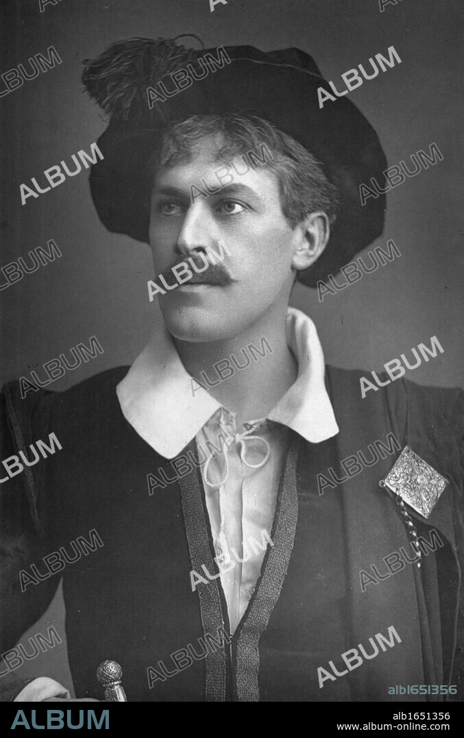 George Alexander (1858-1918) English actor-manager. Spent some years in Henry Irving's company. Presented Oscar Wilde's "Lady Windermere's Fan" (1892) and Pinero's "The Second Mrs Tanqueray". Considered avant-garde. Photograph published c1890. Woodburytype.