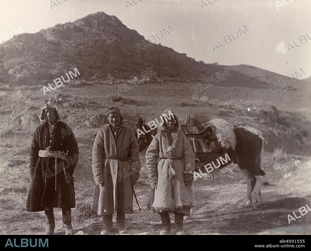 SIR MARC AUREL STEIN. Three Kazaks. 10-Oct-14. Three Kazaks at Tamlik-bashlau.  Originally published/produced in 10 October 1914. . Source: OIOC Photo 392/28(603),.
