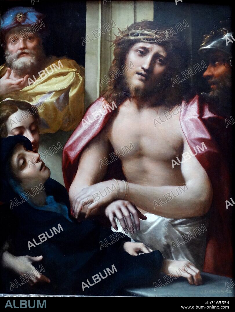 Painting titled 'Christ presented to the People (Ecce Homo)' by Antonio da Correggio (1489-1534) painter of the Parma school of the Italian Renaissance. Dated 16th Century.