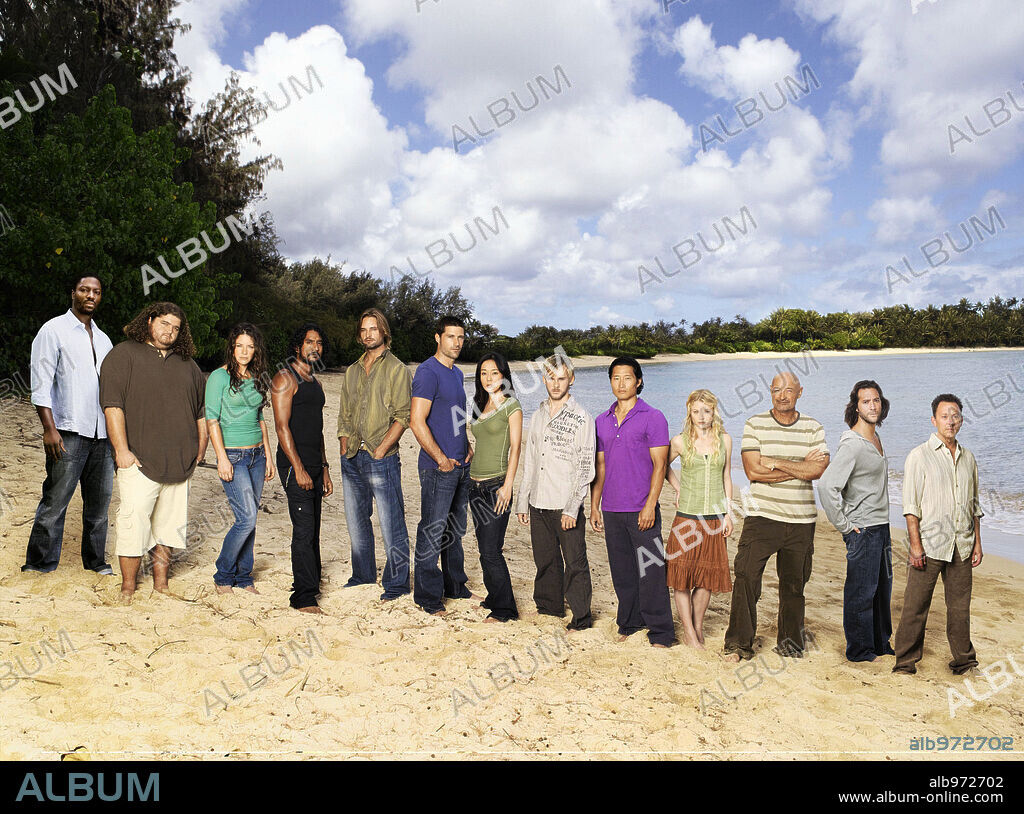 ADEWALE AKINNUOYE-AGBAJE, DANIEL DAE KIM, DOMINIC MONAGHAN, EMILIE DE RAVIN, EVANGELINE LILLY, HENRY IAN CUSICK, JORGE GARCIA, JOSH HOLLOWAY, MATTHEW FOX, MICHAEL EMERSON, NAVEEN ANDREWS, TERRY O'QUINN and YUNJIN KIM in LOST, 2004. Copyright ABC.