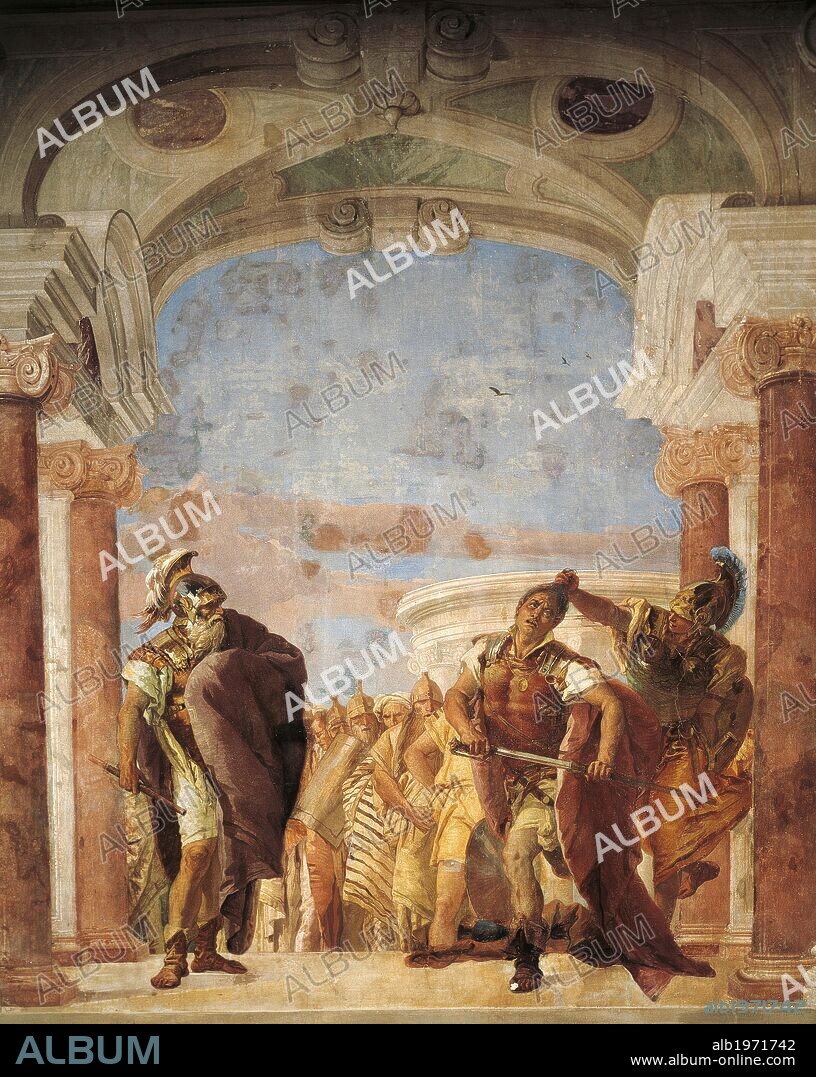 Minerva restraining Achilles from killing Agamemnon, by Giambattista Tiepolo (1696-1770), fresco. The Iliad Room, Villa Valmarana 'Ai Nani', Vicenza.