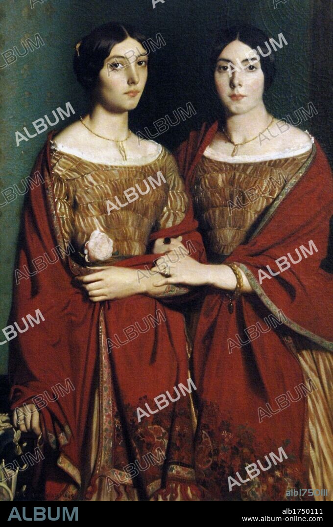 THEODORE CHASSERIAU. ARTE S. XIX. FRANCIA. Théodore Chassériau, (1819-1856). Pintor romántico francés, destacado por sus retratos. LAS DOS HERMANAS (Aline y Adèle hermanas de Théodore) 1843. Museo del Louvre. París. Francia.