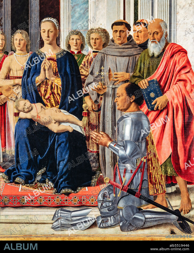 Pala di Brera, or Pala Montefeltro (Sacred Conversation with the Madonna and Child, six saints, four angels and the donor Federico da Montefeltro), Piero della Francesca, tempera and oil on wood, around 1472. Detail.