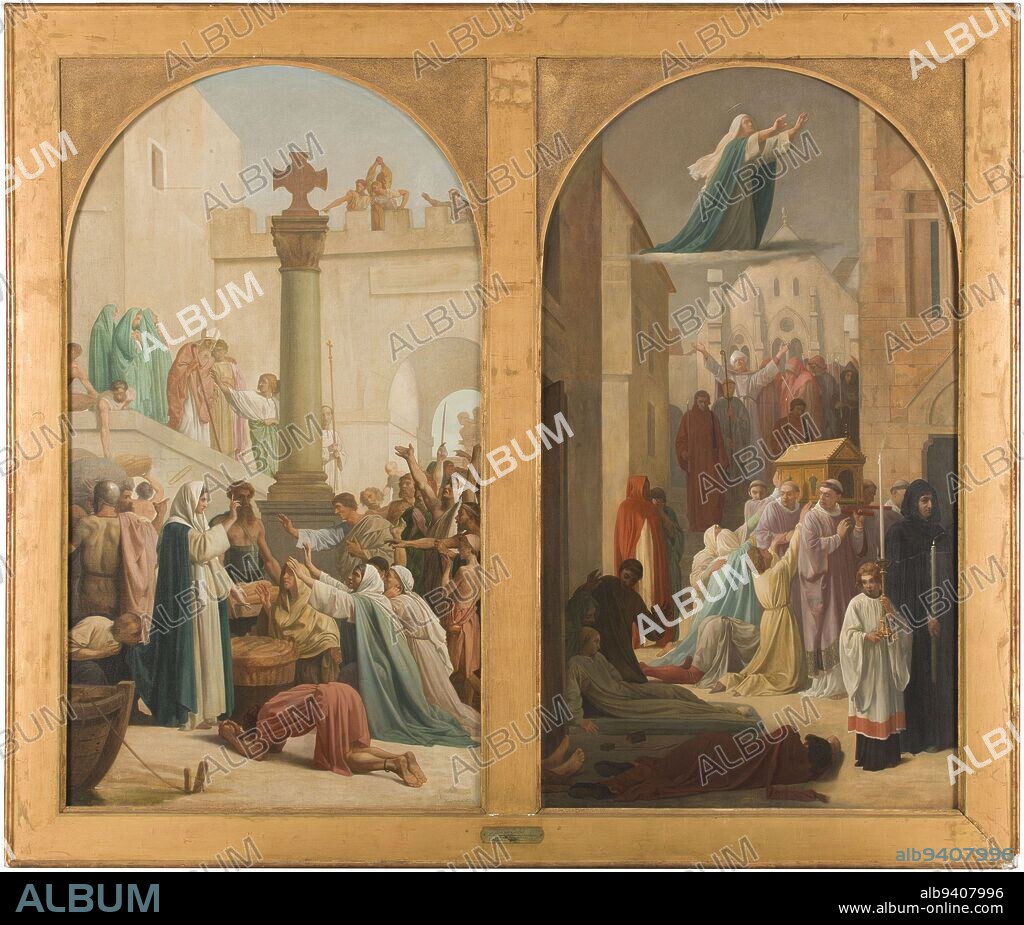 Sketch for the church of Saint-Sulpice: Saint Genevieve distributing bread to the poor during the siege of Paris, Timbal, Louis Charles, Painter, Between 1860 and 1864, 2nd half of the 19th century, Painting, Oil painting, Canvas, Height: 144 cm, Width: 83 cm.