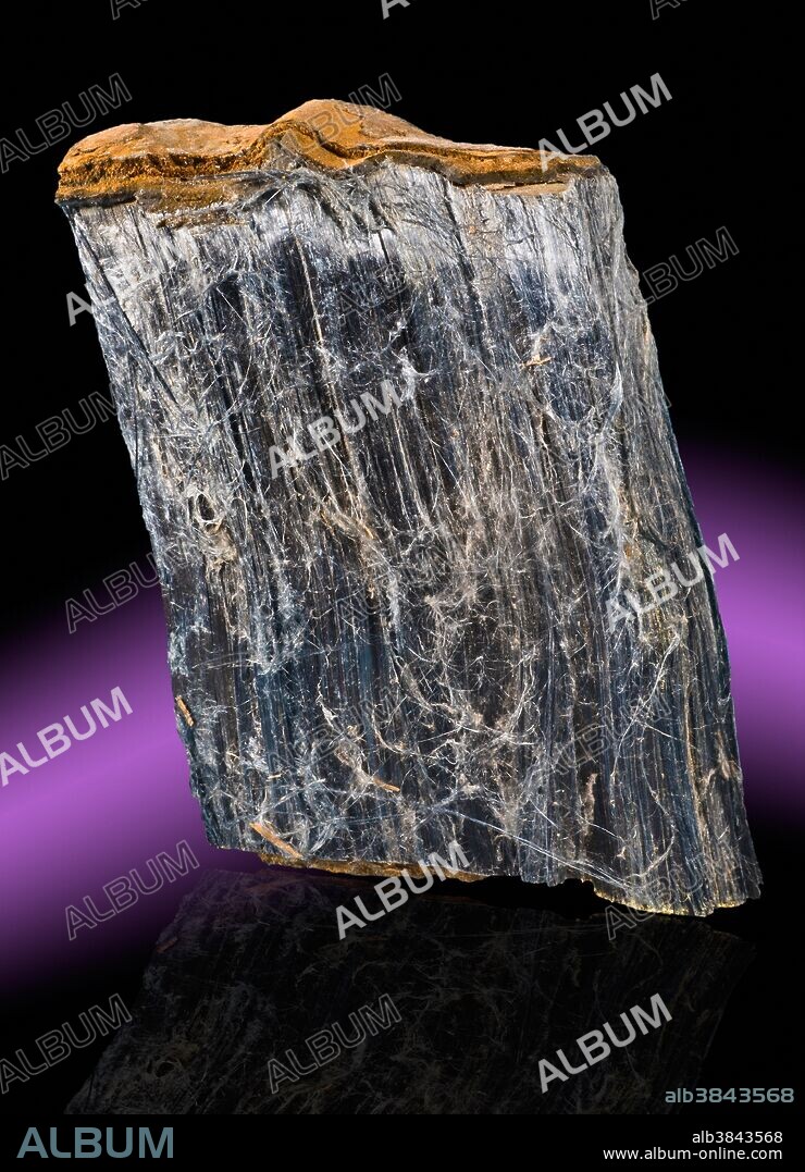 Crocidolite, also called blue asbestos, from Tanzania, Africa.