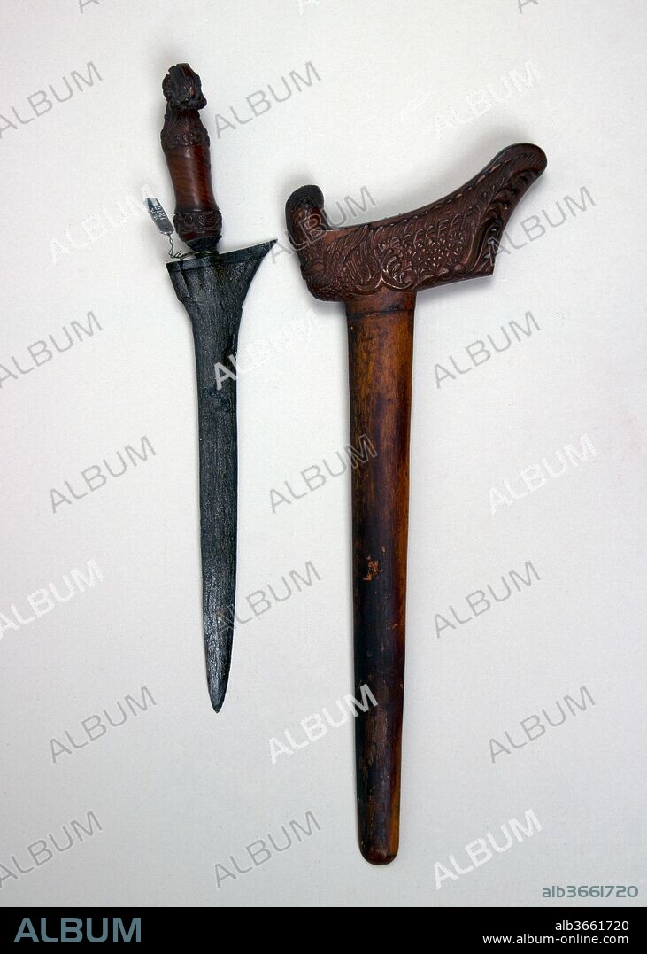 Kris with Sheath. Culture: Madurese. Dimensions: L. with sheath 16 3/8 in. (41.6 cm); L. without sheath 12 5/8 in. (32.1 cm); L. of blade 9 1/4 in. (23.5 cm); W. 3 1/2 in. (8.9 cm); Wt. 4.3 oz. (121.9 g); Wt. of sheath 4.2 oz. (119.1 g). Date: 16th-19th century.