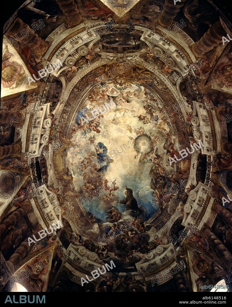 JUAN CARREÑO DE MIRANDA-FRANCISCO RICCI-LUCA G. PINTURA DE LA CUPULA DE LA IGLESIA DE SAN ANTONIO DE LOS ALEMANES TAMBIEN LLAMADA DE LOS PORTUGUESES - SIGLO XVII - BARROCO.