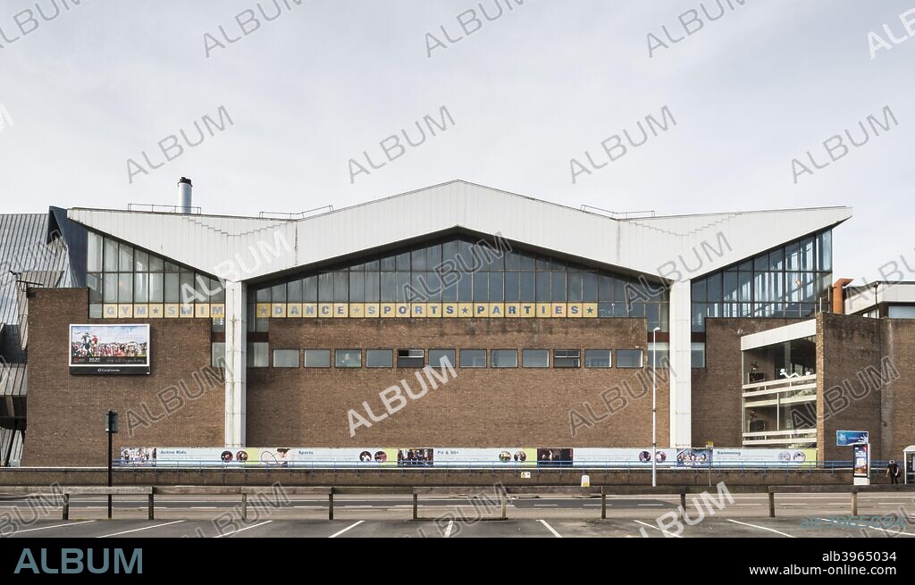 Coventry Sports and Leisure Centre, Fairfax Street, Coventry, West Midlands, 2014. Exterior, viewed from the north.