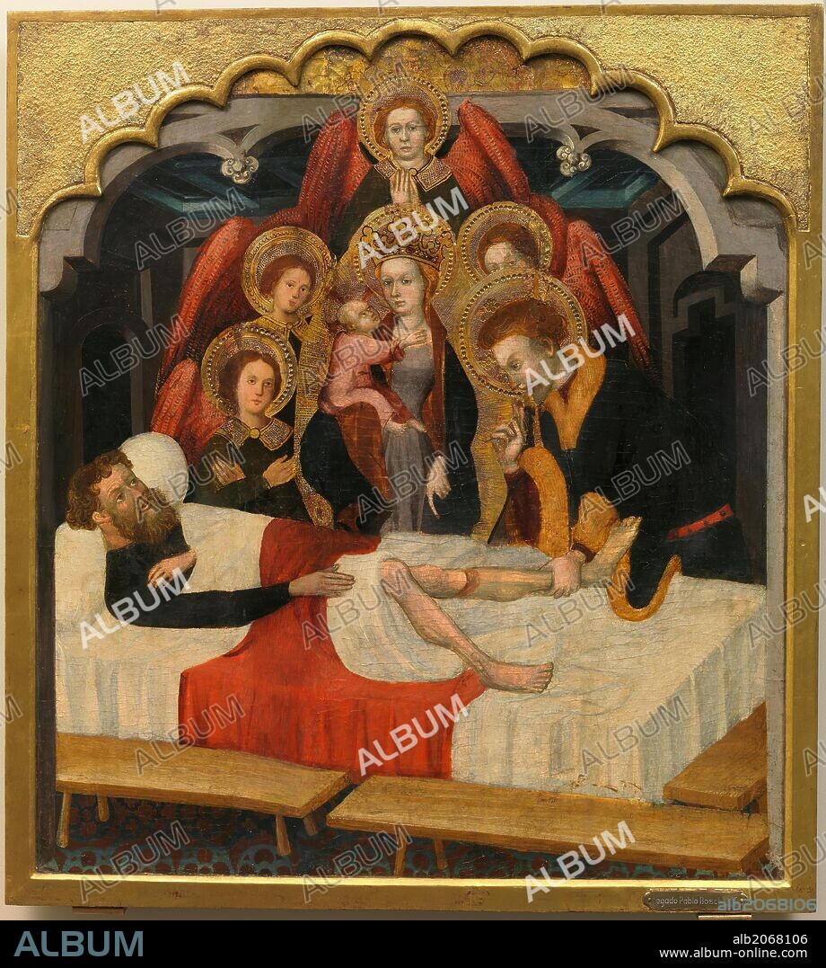 LLUÍS BORRASSÀ. Luis Borrassa / 'San Hipólito repone la pierna al boyero Pedro', 1419-1421, Escuela Española, Técnica mixta sobre Tabla, 69 cm x 62 cm, P02677.