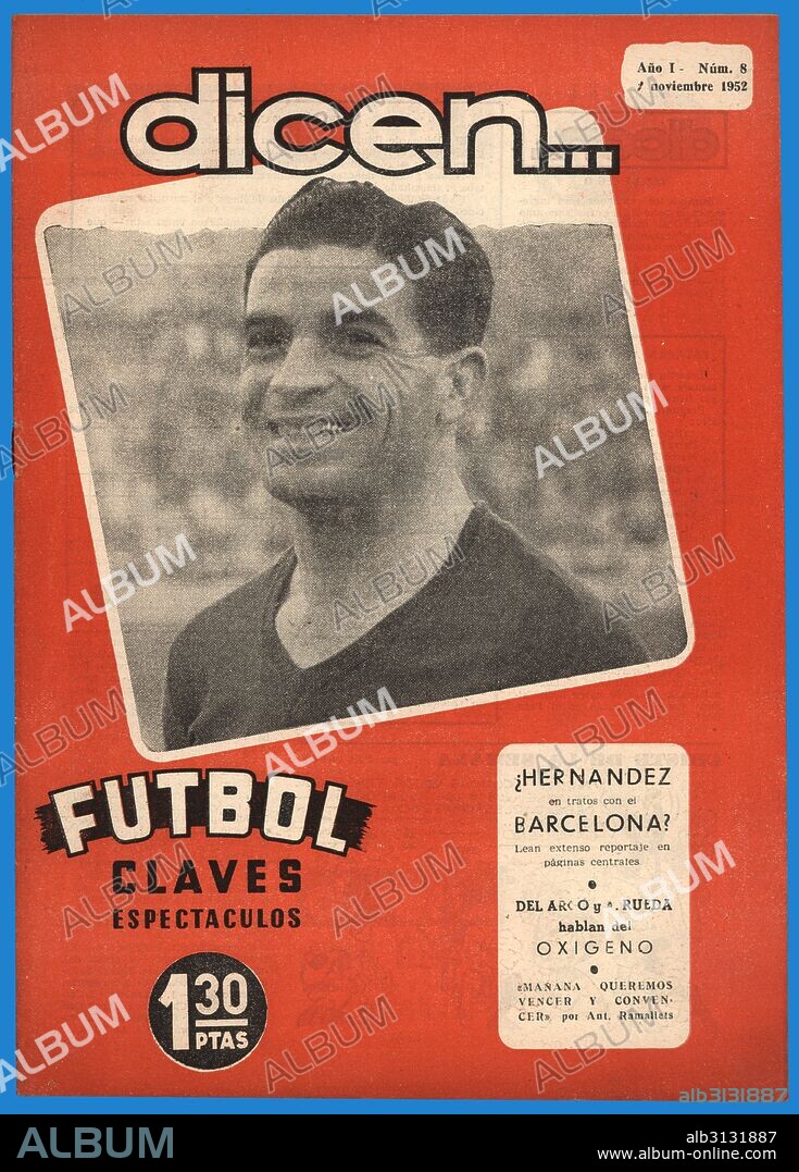 Portada de la revista deportiva Dicen…, editada en Barcelona, noviembre de 1952.
