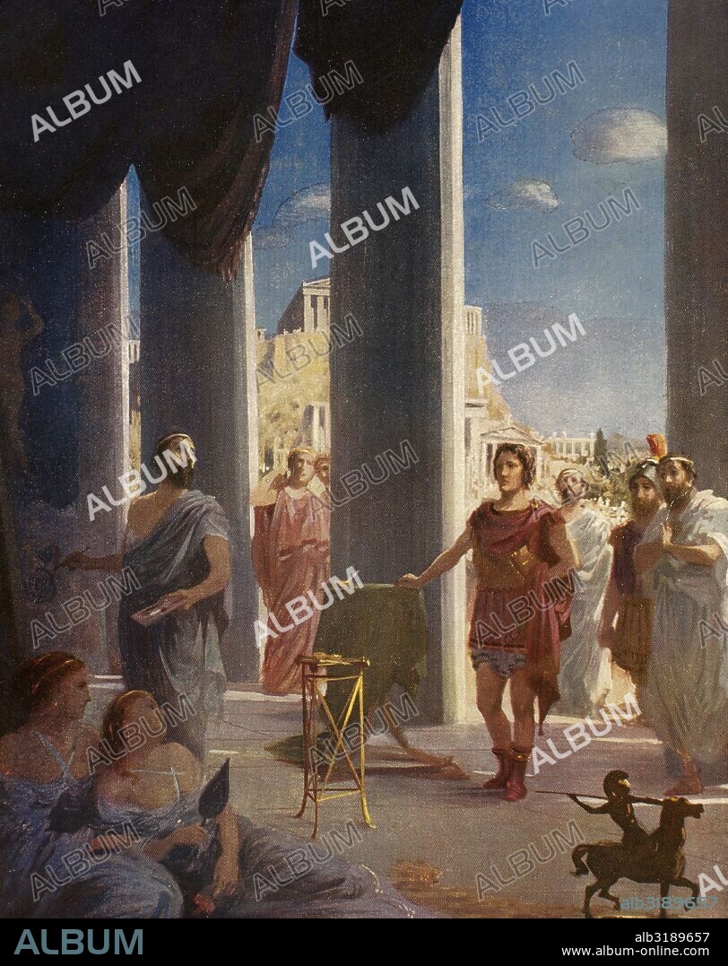 APELES (primera mitad del siglos IV a. C.). El más famoso pintor griego de la antigüedad. "ALEJANDRO VISITANDO EL TALLER DE APELES".