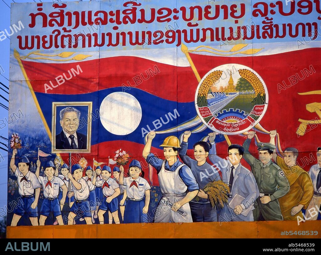 Kaysone Phomvihane (December 13, 1920 — November 21, 1992) was the leader of the Lao People's Revolutionary Party from 1955. He served as the first Prime Minister of the Lao People's Democratic Republic from 1975 to 1991 and then as President from 1991 until his death in 1992. Socialist realism is a style of realistic art which was developed in the Soviet Union and became a dominant style in other communist countries. Socialist realism is a teleologically-oriented style having its purpose the furtherance of the goals of socialism and communism. Although related, it should not be confused with social realism, a type of art that realistically depicts subjects of social concern. Unlike social realism, socialist realism often glorifies the roles of the poor.