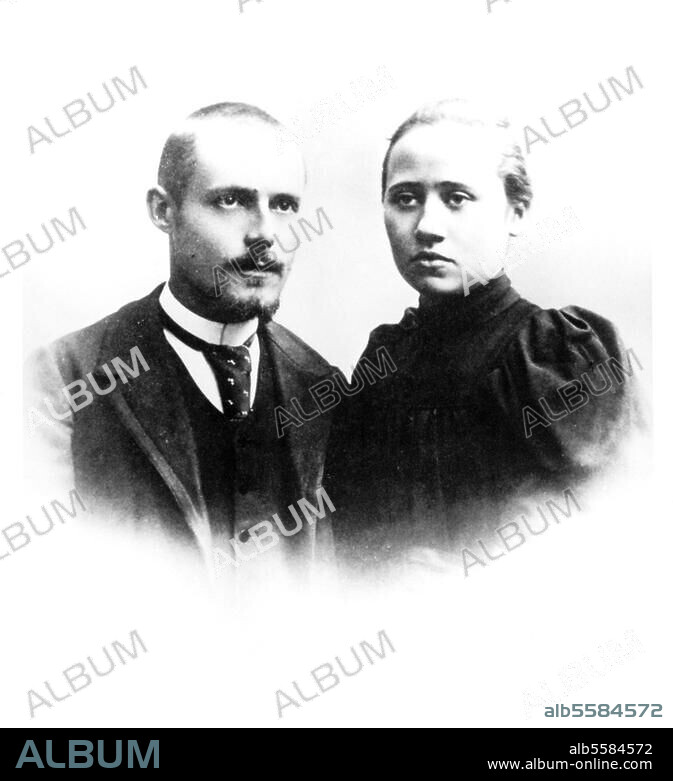 Péguy, Charles Écrivain français. Orléans 7.1.1873 - (tué au front). Villeroy 5.9.1914. Charles Péguy et sa femme Charlotte (née Baudouin). Photographie. Orléans, Centre Charles Péguy.