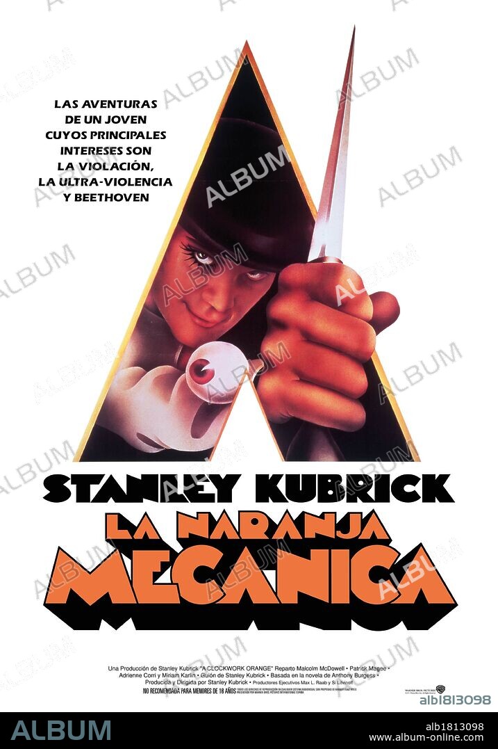 Poster de LA NARANJA MECÁNICA, 1971 (A CLOCKWORK ORANGE), dirigida por STANLEY KUBRICK. Copyright WARNER BROS. PICTURES.