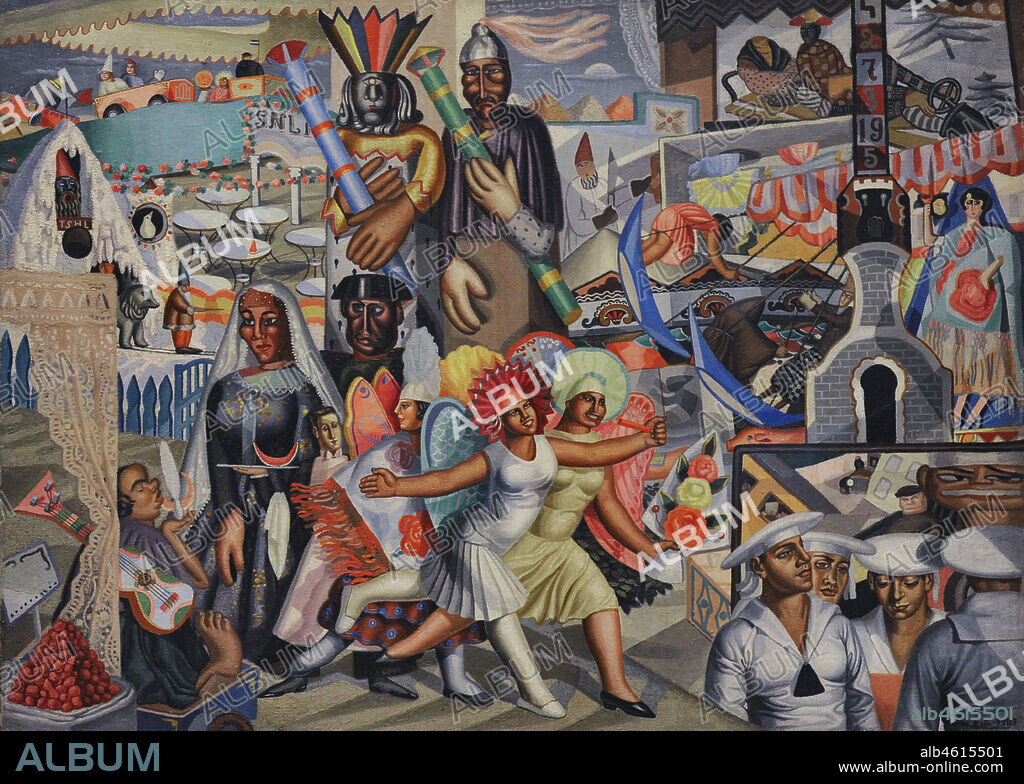 Maruja Mallo (Ana María Gómez González) (1902-1995). Spanish painter. La verbena (The Fair), 1927. Oil on canvas, 119 x 165 cm. Reina Sofía National Art Center Museum. Madrid. Spain.