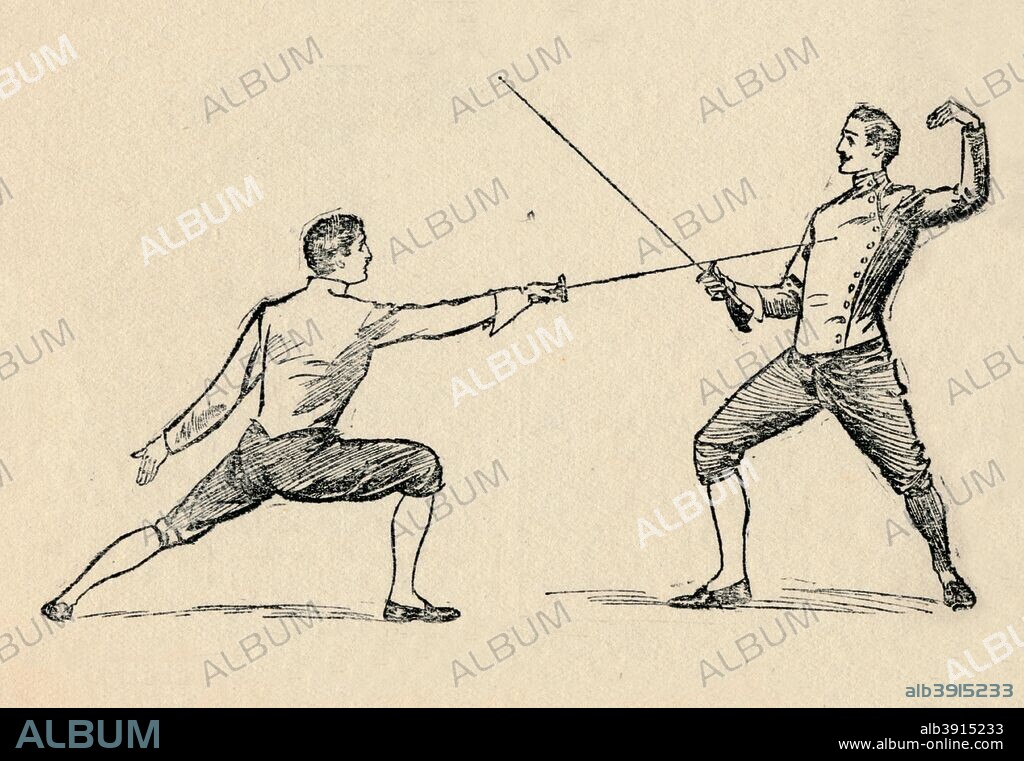'Parry in Tierce', 1912. From The Book of Sports & Pastimes for Young People by J. K. Benson. [C. Arthur Pearson, Ltd, London, 1912].