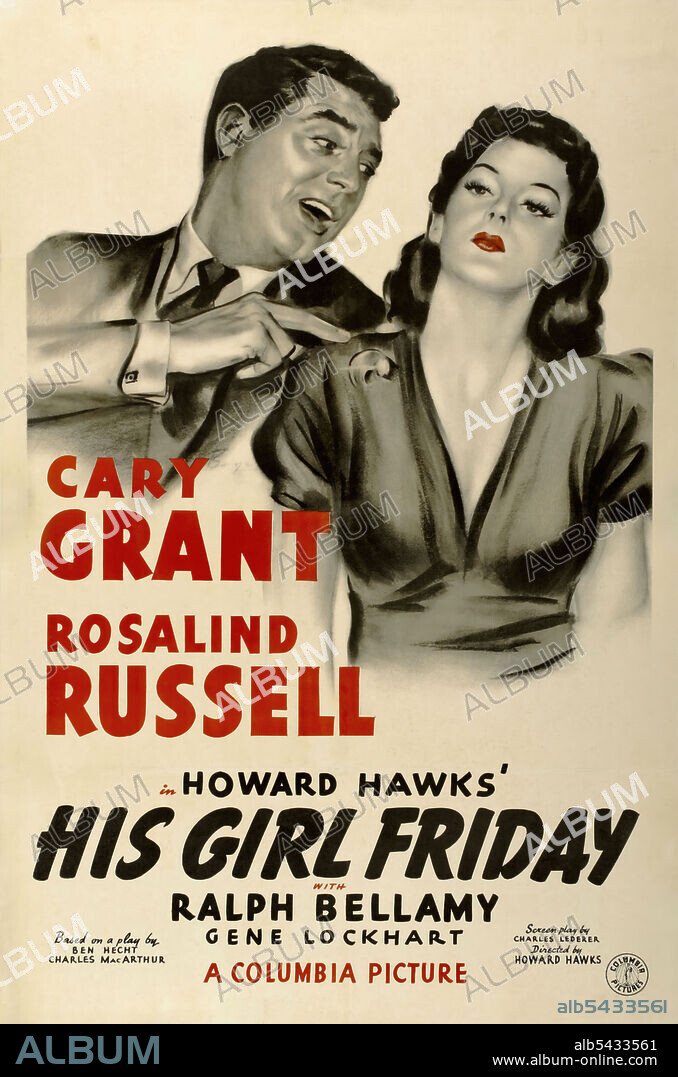 CARY GRANT y ROSALIND RUSSELL en LUNA NUEVA, 1940 (HIS GIRL FRIDAY), dirigida por HOWARD HAWKS. Copyright COLUMBIA PICTURES.