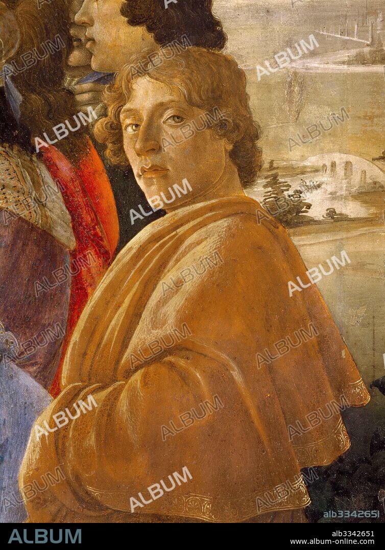 SANDRO BOTTICELLI. The Adoration of the Magi. Detail: Self-portrait.