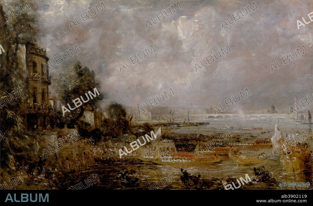 JOHN CONSTABLE. The Opening of Waterloo Bridge ("Whitehall Stairs, June 18, 1817") (study). Date/Period: Between 1829 and 1831. Painting. Oil on canvas. Height: 61 cm (24 in); Width: 99.1 cm (39 in).