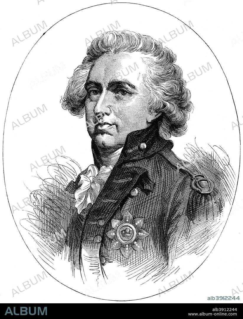 Sir Henry Clinton, 18th century British general, c1880. Clinton (1730-1795) was Commander in Chief of the British forces in North America during the second half of the American Revolutionary War, gaining the command in 1778 after the failure of General Burgoyne's Saratoga campaign. A print from Cassell's History of the United States, by Edmund Ollier, Volume II, Cassell Petter and Galpin, London, c1880.