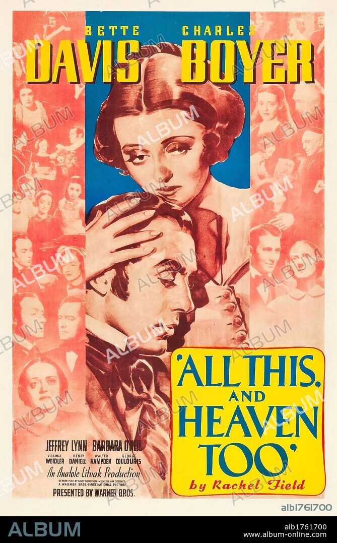 Poster de EL CIELO Y TÚ, 1940 (ALL THIS, AND HEAVEN TOO), dirigida por ANATOLE LITVAK. Copyright WARNER BROS/FIRST NATIONAL.