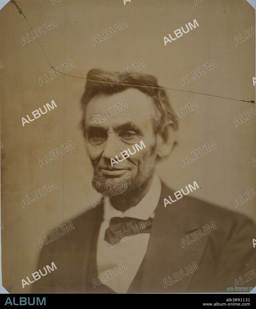 ALEXANDER GARDNER. Abraham Lincoln. Date/Period: 1865. Photograph. Albumen print. Height: 450 mm (17.71 in); Width: 86 mm (3.38 in).