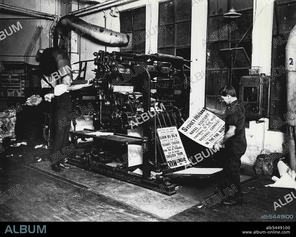 Sydney mail posters at press in the Sydney morning herald building hunter St, Sydney. July 18, 1928.